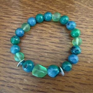 Terra Bastion: One of a Kind Jasper Gemstone & Sea Glass Green Artisan Bracelet